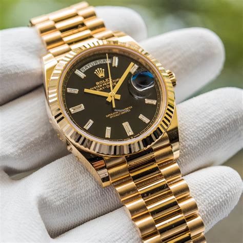 rolex day date 40 yellow gold black dial|Rolex Day-Date 40 228238.